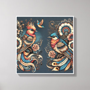 Boheemse Elegantie Vogels in Harmonie Canvas Kunst