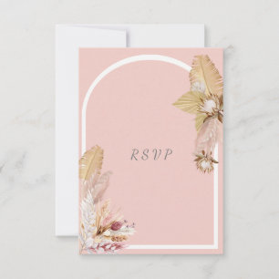 Boheemse gedroogde palm en pompas gras RSVP kaartje