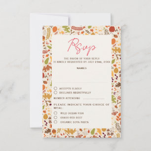 Boheemse gedroogde rustieke bloem herfst bruiloft RSVP kaartje