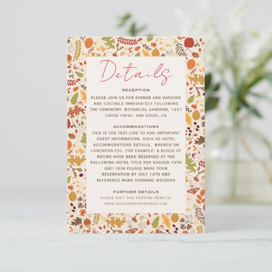 Boheemse Gedroogde Rustieke Bloemen Herfst Herfste Informatiekaartje (Staand voorkant)