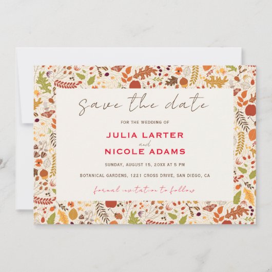 Boheemse Gedroogde Rustieke Bloemen Herfst Herfste Save The Date (Voorkant)