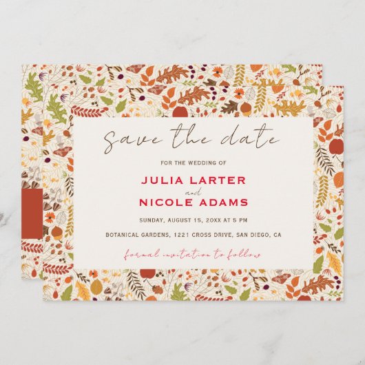 Boheemse Gedroogde Rustieke Bloemen Herfst Herfste Save The Date (Voorkant / Achterkant)