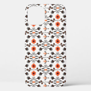 Boheemse gestreepte bloemen: met de hand getekende iPhone 12 hoesje