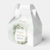 Boheemse groene eucalyptus en gouden bruiloft bedankdoosjes (Voorkant Zijde)