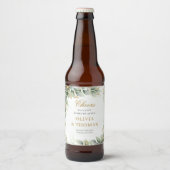 Boheemse groene eucalyptus en gouden bruiloft bier etiket (Voorkant)