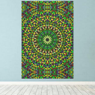 Boheemse Groene Steen Mandala Premium Omwikkeld Canvas Afdruk