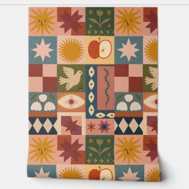 Boheemse hemelse lappendeken met mystieke symbolen behang