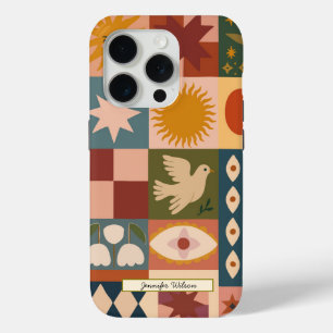 Boheemse hemelse lappendeken met mystieke symbolen iPhone 15 pro case