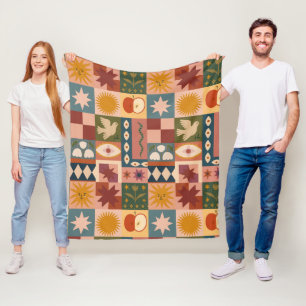 Boheemse hemelse lappendeken met mystieke symbolen fleece deken