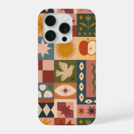 Boheemse hemelse lappendeken met mystieke symbolen iPhone 15 pro hoesje