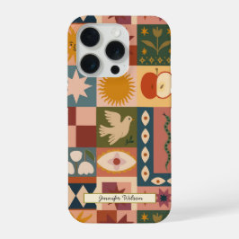 Boheemse hemelse lappendeken met mystieke symbolen iPhone 15 pro hoesje