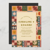 Boheemse hemelse patchwork bruiloft uitnodiging (Voorkant / Achterkant)