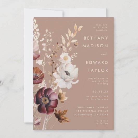 Boheemse Herfst All-in-One Wedding Kaart (Voorkant)