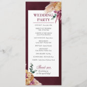 Boheemse Herfst Bourgondië Floral bruiloft program Programma (Achterkant)