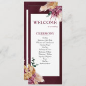 Boheemse Herfst Bourgondië Floral bruiloft program Programma (Voorkant / Achterkant)