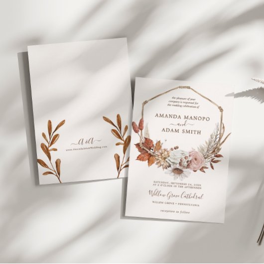  Boheemse herfst Romance Waterverf bruiloft Kaart