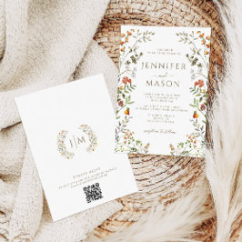 Boheemse herfst weide bloem krans herfst bruiloft kaart