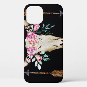 Boheemse herten schedel Waterverf Kunst iPhone 12 Hoesje