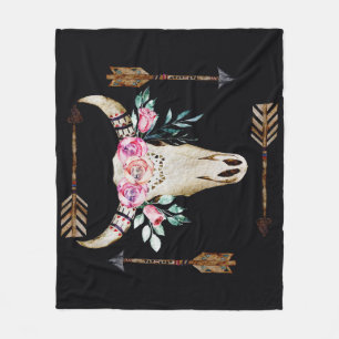 Boheemse herten schedel Waterverf Kunst Fleece Deken