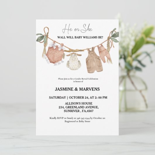 Boheemse hij of zij Baby kleding geslacht onthulle Kaart (Staand voorkant)