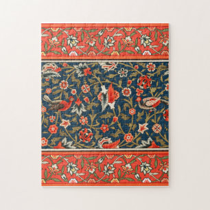 Boheemse Indo-Perzische Bloempatroon Vintage Rood Legpuzzel