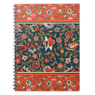 Boheemse Indo-Perzische Bloempatroon Vintage Rood Notitieboek