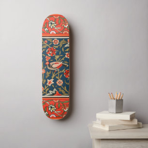 Boheemse Indo-Perzische Bloempatroon Vintage Rood Skateboard