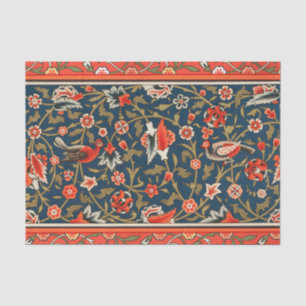 Boheemse Indo-Perzische Bloempatroon Vintage Rood Tissuepapier