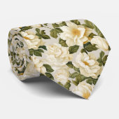 Boheemse ivoor beige bloemen stropdas (Opgerold)