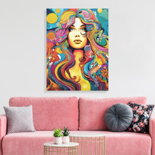 Boheemse jaren 60 70 Hippiemeester vrouw Canvas Afdruk