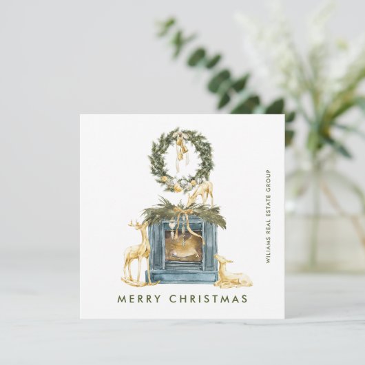 Boheemse Kerstmis Compositie Corporate Groet Feestdagenkaart (Staand voorkant)