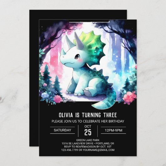 Boheemse kinderen Triceratops Verjaardag Kaart (Voorkant / Achterkant)