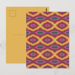 Boheemse Kleurenpalet Golfpatroon Lattice Kunst Briefkaart