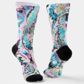 Boheemse Kleurrijke Pastel Fractal Marmer Abstract Sokken (Gebogen)