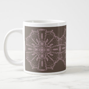 Boheemse Mandala Bloemige Blos Roze Bruine Kunst Extra Grote Beker