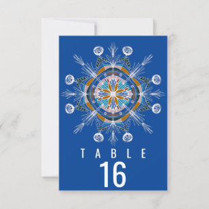 Boheemse Mandala Mosterd Blauwe Zitplaatsen Trouwe Kaart