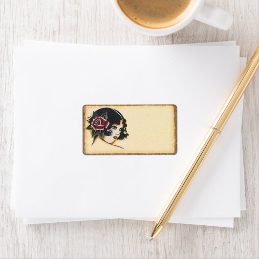 Boheemse Meisje Houten In orde gemaakt Adresetike Etiket (Insitu)