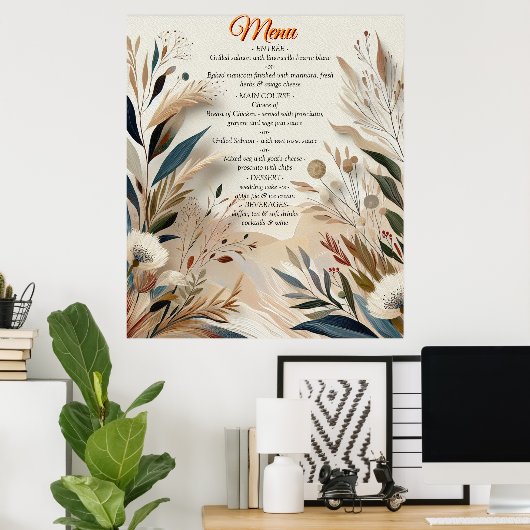 Boheemse mix van blauwgroen, magenta, paarse bloem poster (Thuiskantoor)