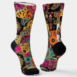 Boheemse Patchwork Mandala en Paisley Pattern Sokken