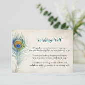 Boheemse Pauwveer Turquoise Wensput Bruiloft Informatiekaartje (Staand voorkant)