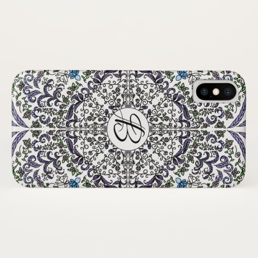 Boheemse rapsodie ingewikkeld floraal monogram Case-Mate iPhone case (Achterkant (horizontaal))