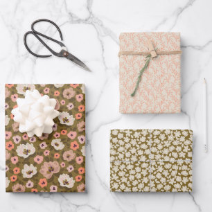 Boheemse romantische bloem bruiloft shower inpakpapier vel