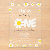 Boheemse Schattigee bloemen Modern Daisy 1e verjaa Acryl Uitnodigingen (Voorkant)