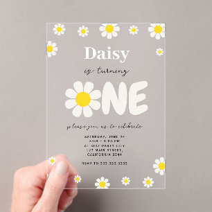 Boheemse Schattigee moderne Daisy Flowers 1e verja Acryl Uitnodigingen