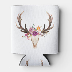 Boheemse, stierenschedel, geweitak, boho bloemen blikjeskoeler