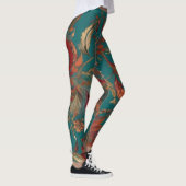 Boheemse stijl Emerald & Ruby Feather Print Leggings (Rechts)
