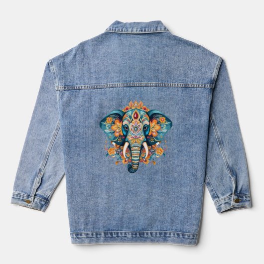 Boheemse stijl olifant denim jacket (Achterkant)