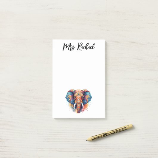 Boheemse stijl olifant post-it® notes (Op bureau)