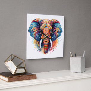 Boheemse stijl olifant vierkante klok