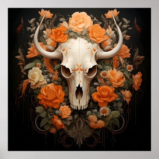 Boheemse suikerschedel bloeien Poster (Voorkant)